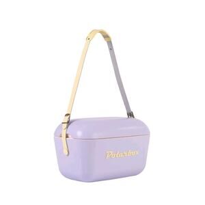 Retro Purple Polar Box Cooler W/ Leather Yellow Strap